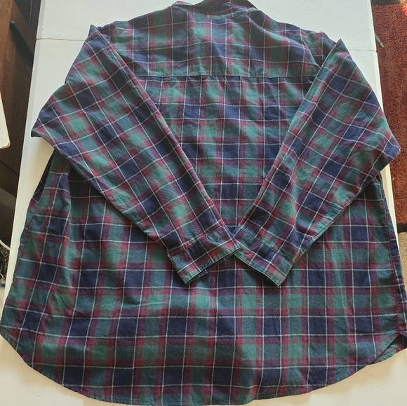 H&M Shirt Women Sz 10 Plaid Mixed Print Purple Red Button Up Long Sleeve - Picture 10 of 10